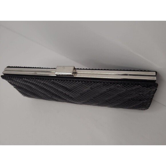 LuLu Townsend Black Evening Cocktail Bag Sequin Clutch Silver Chain Strap - Picture 2 of 11